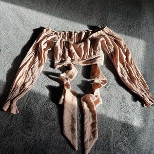 Elegant Tan Off-Shoulder Women's Top